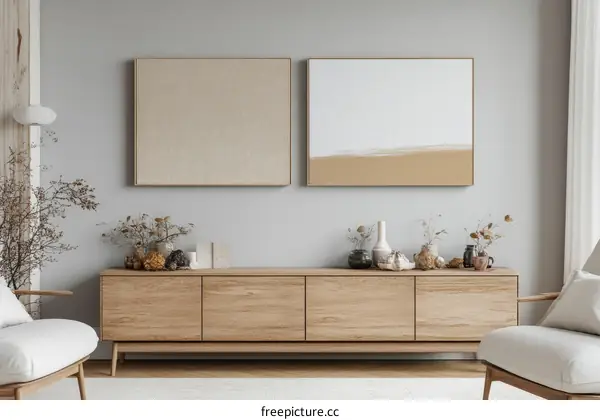 Modern Minimalist Living Room Decor with Abstract Artwork