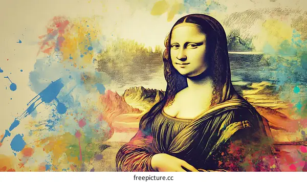 Mona Lisa Abstract Watercolor Painting