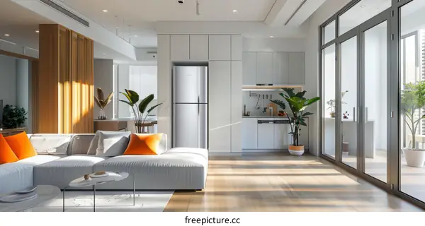 Modern Open Plan Living & Kitchen with Balcony