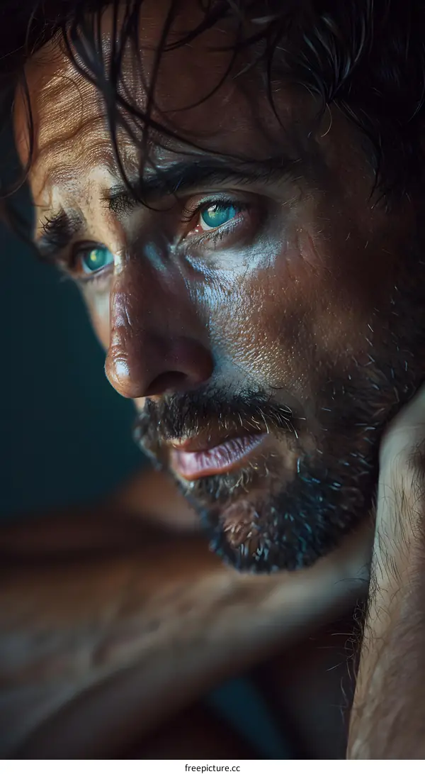 Portrait of a handsome man with green eyes