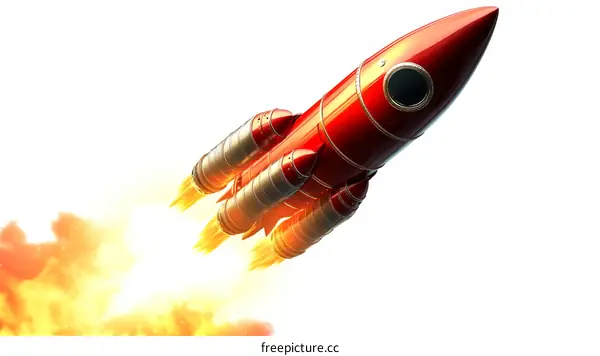 Red Rocket Launch into the Cosmos