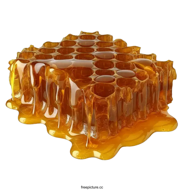 [Transparent Background PNG]Honeycomb Honey Dripping Close-up