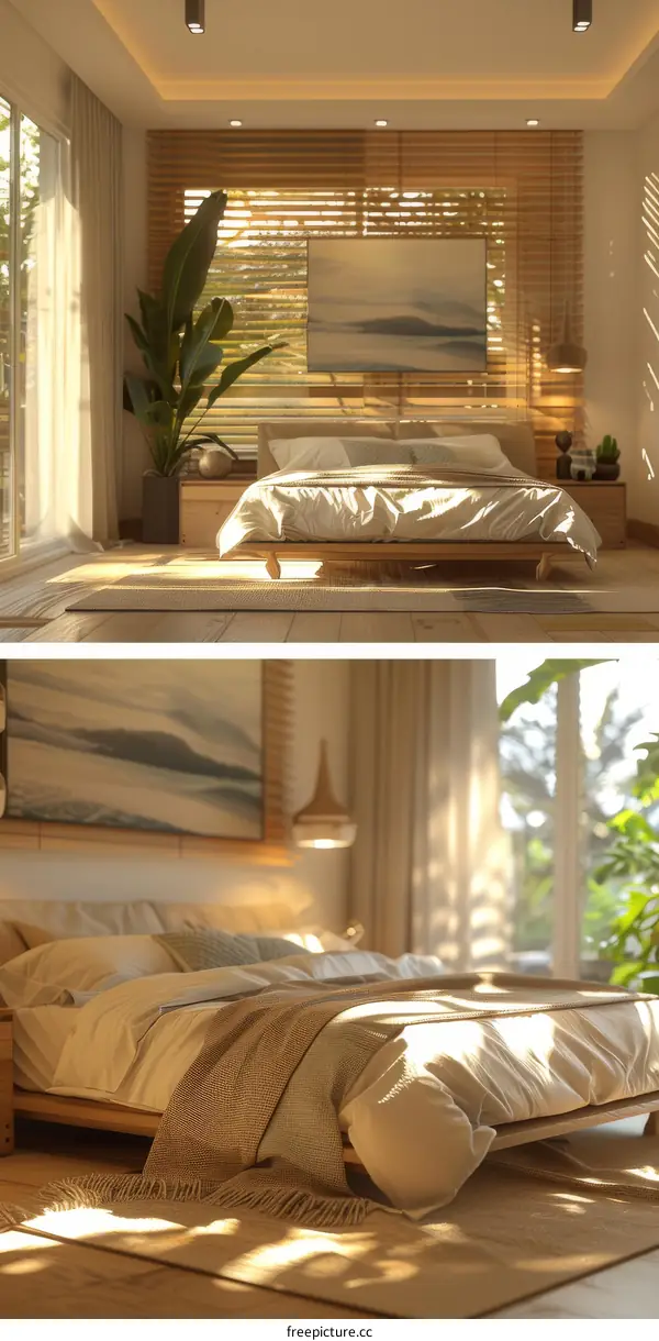 Modern Minimalist Bedroom Interior Design Illustration