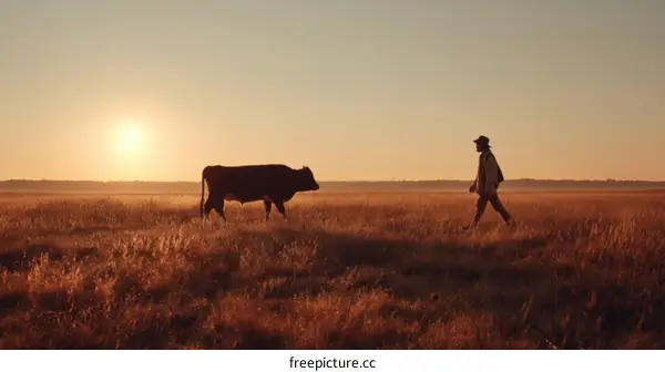 Sunrise Meadow Walk with Cattle