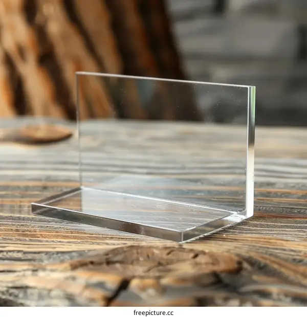 Transparent Acrylic Sign Mockup on Wooden Table