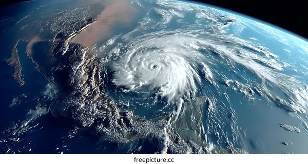 Hurricane Over the Earth from Space