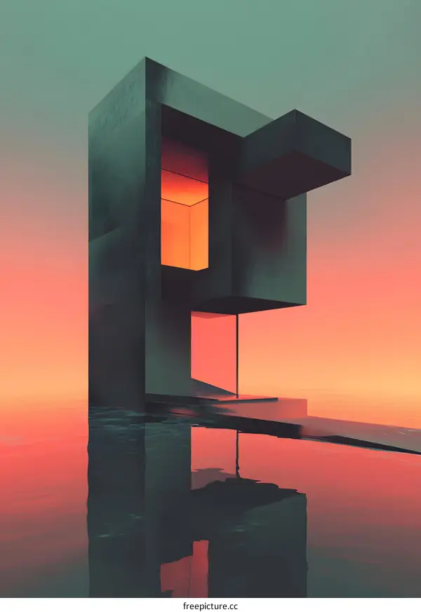 Abstract Architecture Building Minimalist Design Sunset