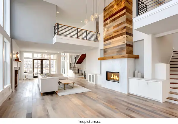 Modern Farmhouse Living Room with Wood Fireplace