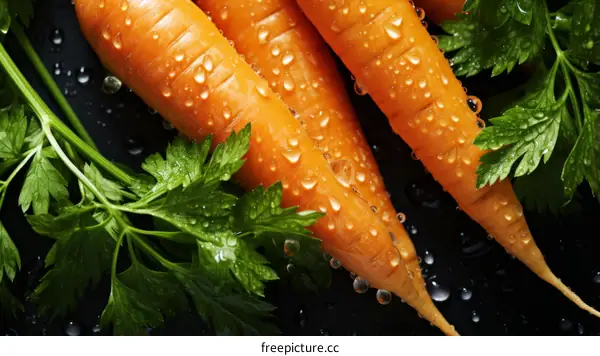 Fresh Organic Carrots with Green Leaves
