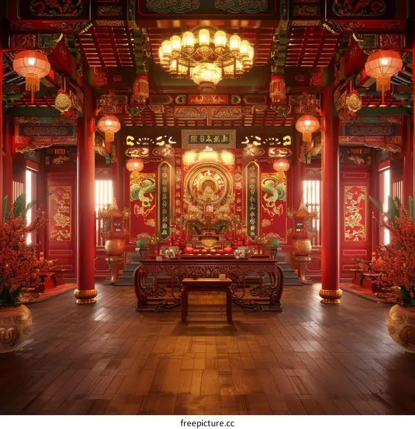 Illustrative Chinese Temple Interior