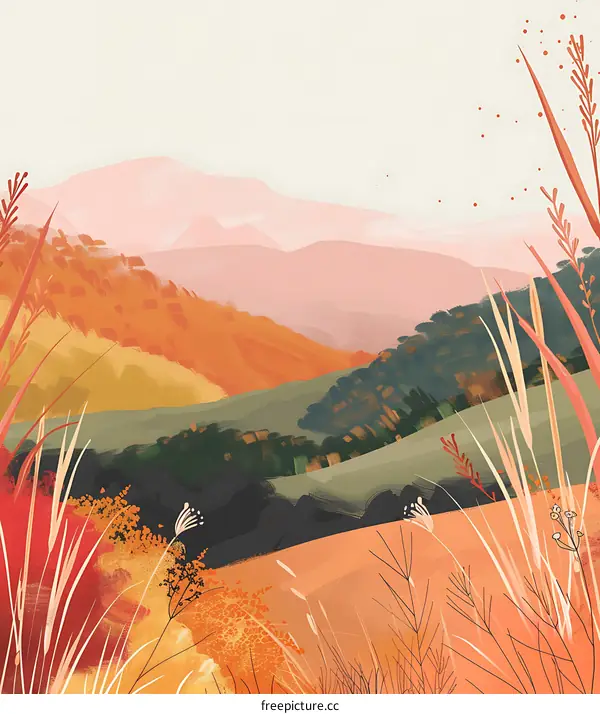 Autumn Landscape With Mountains In The Background