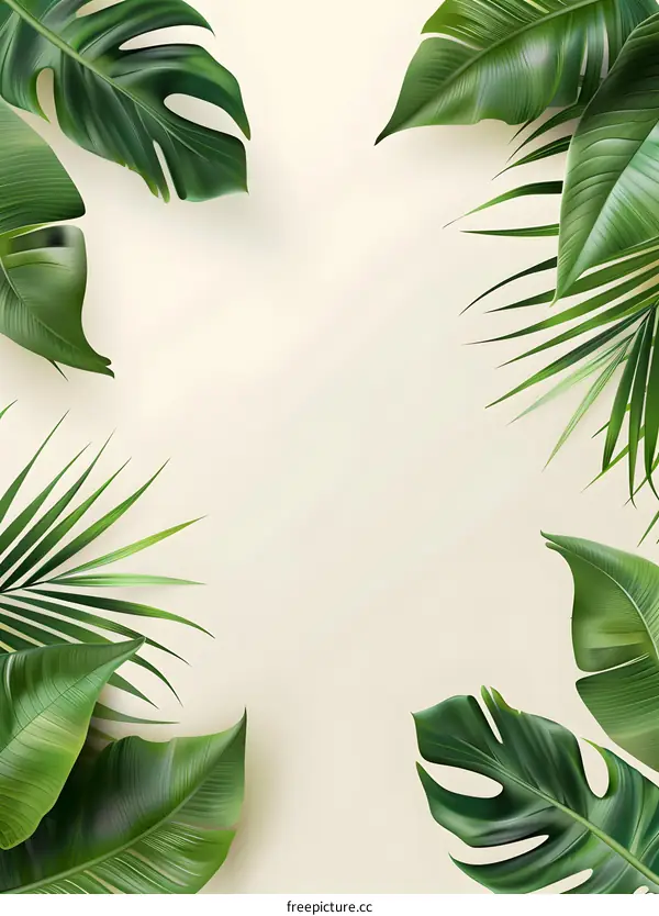 Tropical Leaves Frame Background
