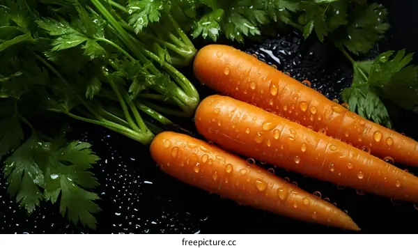 Fresh Organic Carrots with Green Tops