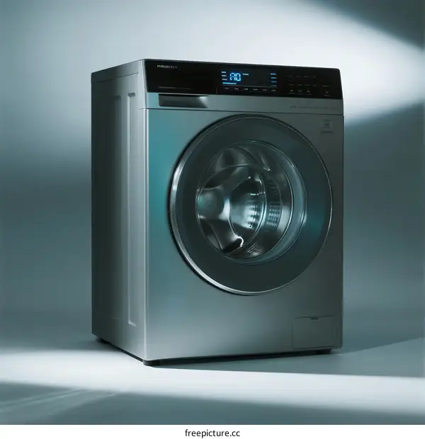 Modern Front Load Washing Machine with Digital Display