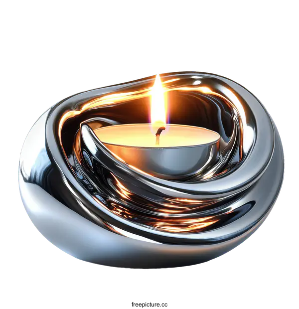 [Transparent Background PNG]Modern Silver Candle Holder Design
