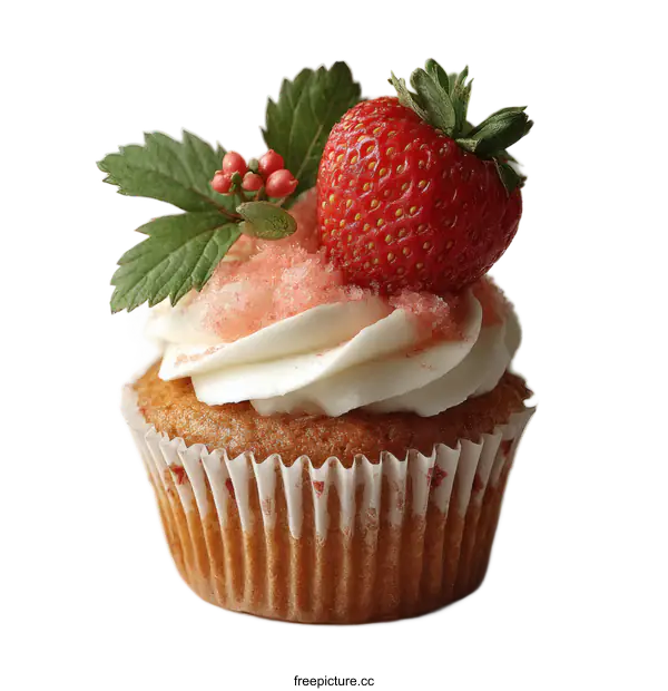 [Transparent Background PNG]Delicious Strawberry Cupcake Dessert