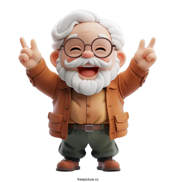 [Transparent Background PNG]Happy Cartoon Grandfather