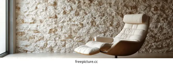 Modern Recliner Chair Against Stone Wall