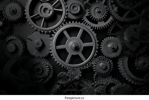 Intricate Mechanical Gears Interlocking System