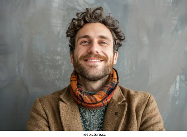Smiling Man with Curly Hair