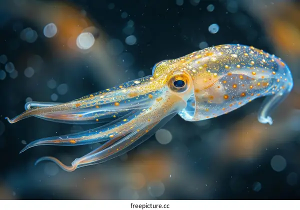 A beautiful biofluorescence bobtail squid