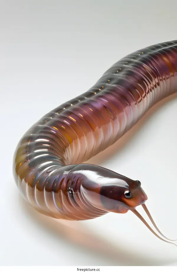 glass sculpture of a purple worm