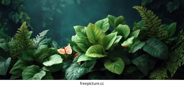 Tropical Lush Green Plants Background Image