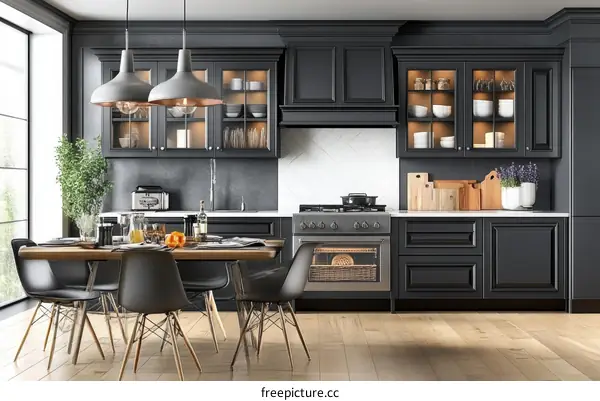 Modern Dark Grey Kitchen Interior Design