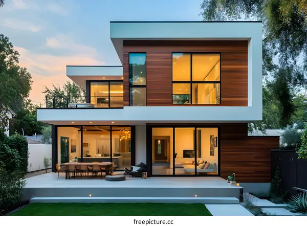 Modern Home Exterior with Wooden Siding
