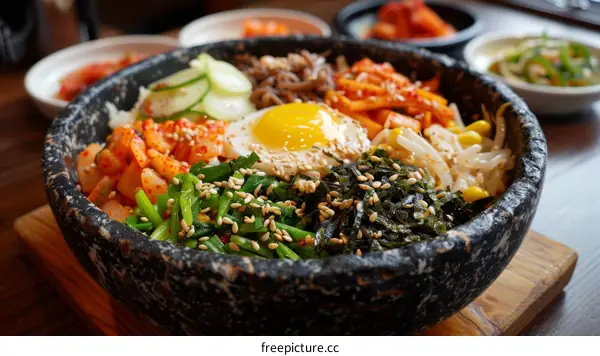 Korean Bibimbap: A Colorful Stone Bowl Rice Dish
