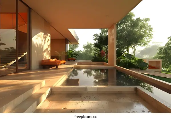 Modern house with pool and garden