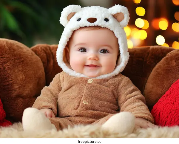 Adorable Baby Wearing Bear Costume