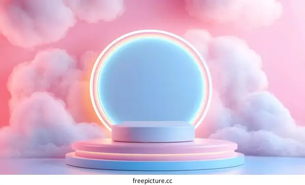 Pastel Neon Cloud Display Podium