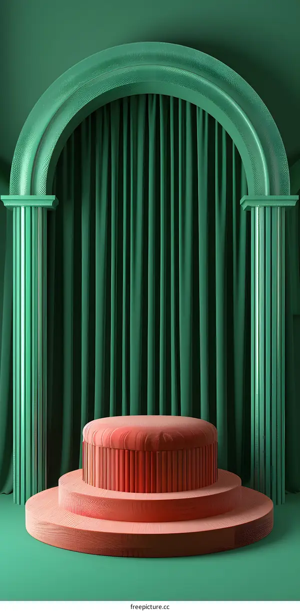 Green Arch With Red Platform