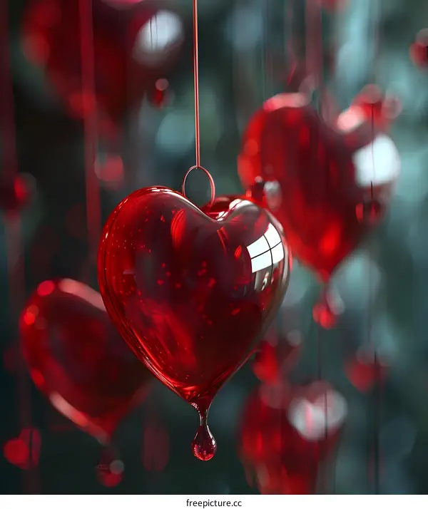 A glass heart dripping blood