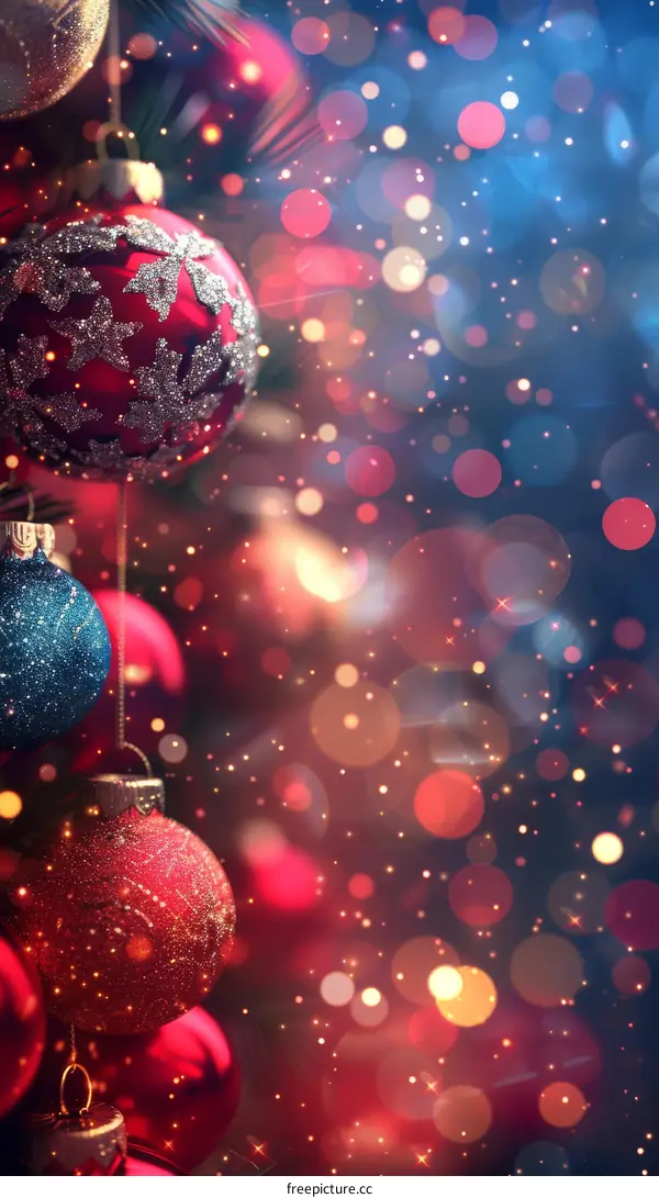 Festive Christmas Decorations with Lights and Ornaments