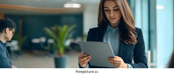 Businesswoman Using Tablet In Office