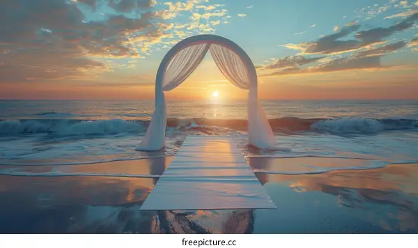 An Enchanting Wedding Ceremony on a Sunset-Kissed Beach