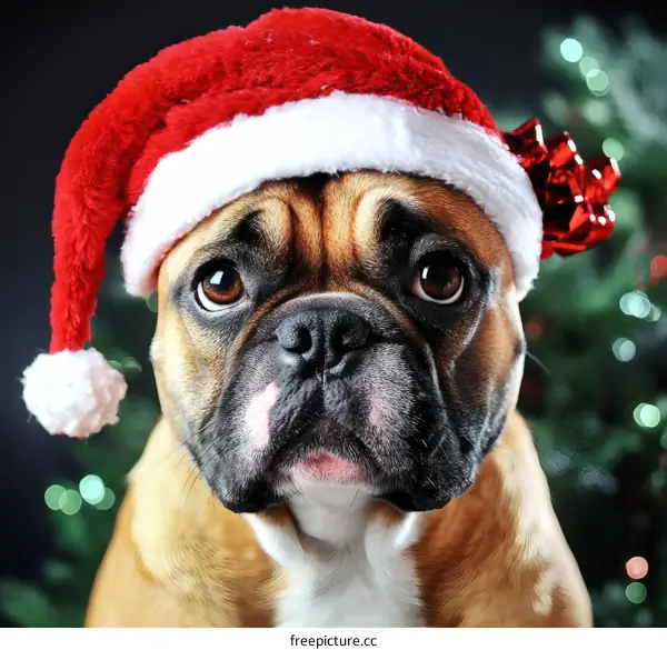 Christmas Dog Wearing Santa Hat