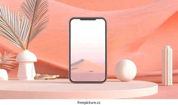 Minimalist Phone Mockup With Sand Dune Background