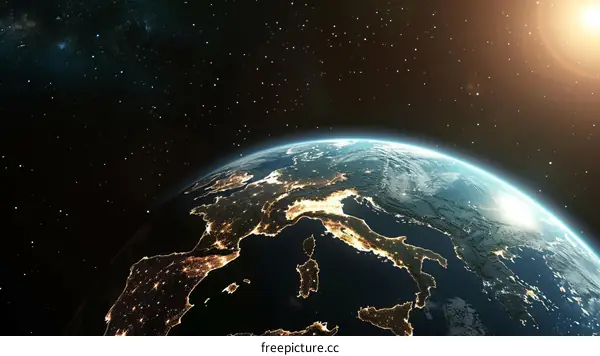 Earth at Night: Europe and Mediterranean Sea from Space