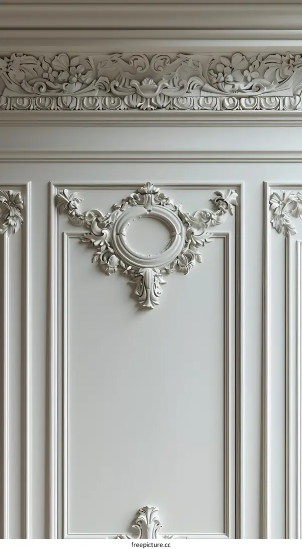 White Wall Panel with Relief Design