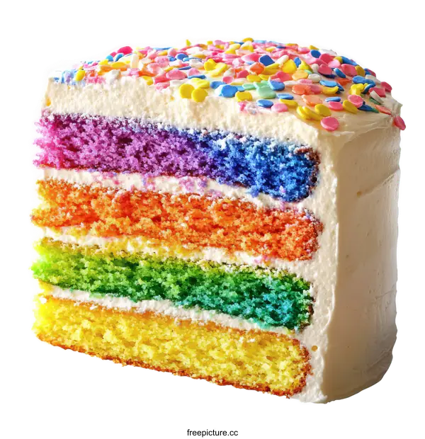 [Transparent Background PNG]Rainbow Layer Cake Slice Close-up