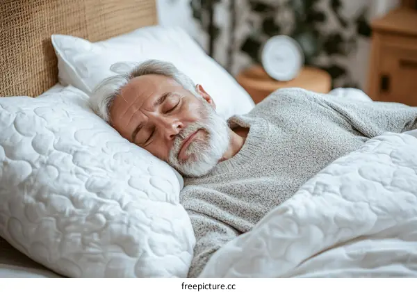 Elderly Man Sleeping in Bed