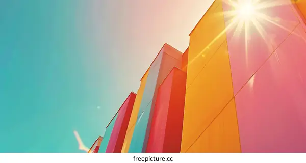 Colorful Building Facade with Bright Sunlight
