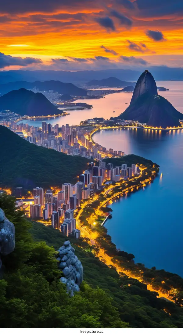 Sugarloaf Mountain and Guanabara Bay in Rio de Janeiro, Brazil