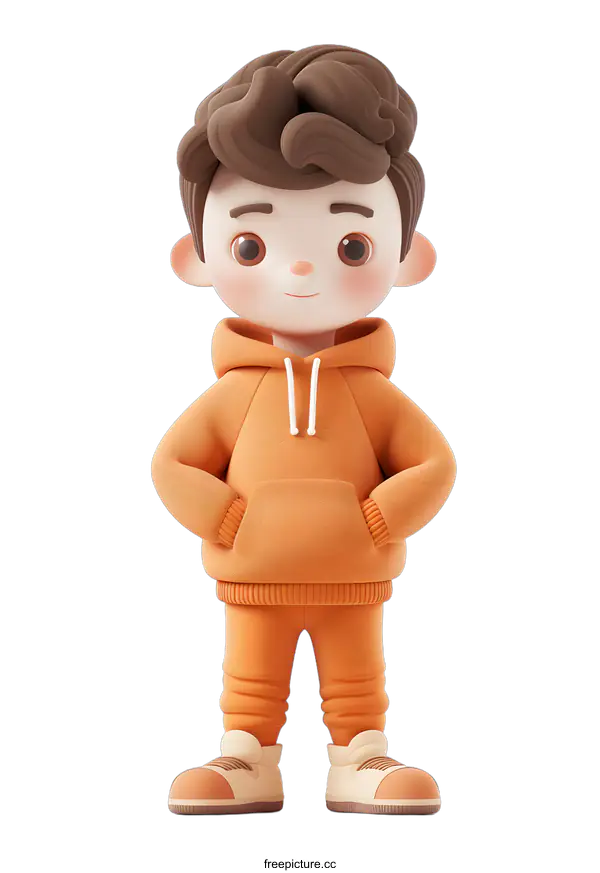 [Transparent Background PNG]3D rendering of a cute cartoon boy