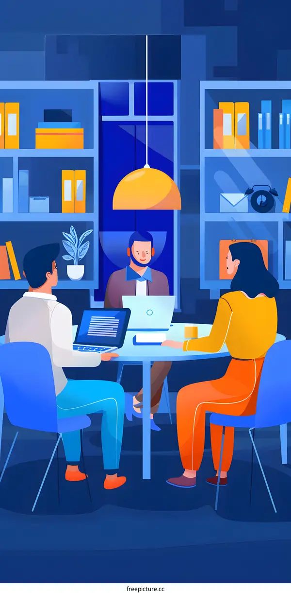 Office Workers Meeting Around a Table