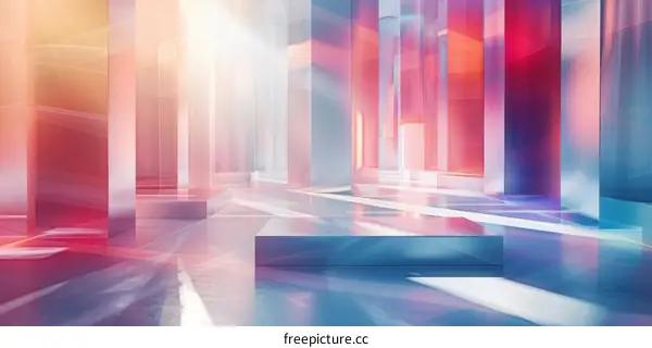 Pink and blue 3D rendering of geometric shapes