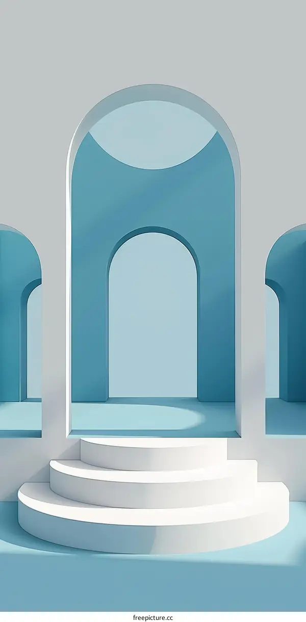 Minimalist White and Blue Architectural Space